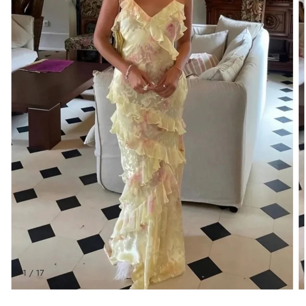 Elegant Yellow Ruffle Dress